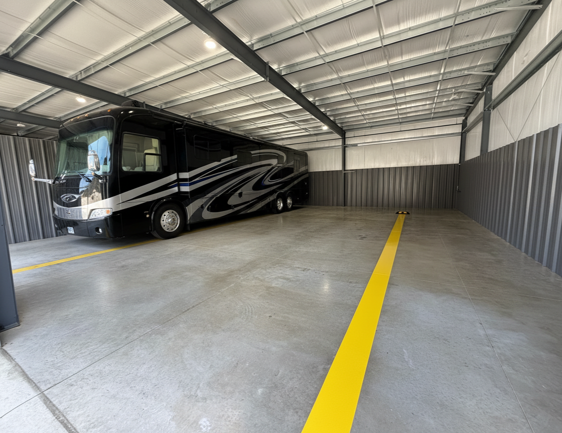 Spacious RV storage unit interior